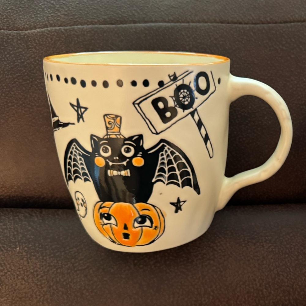 Halloween bat pumpkin mug